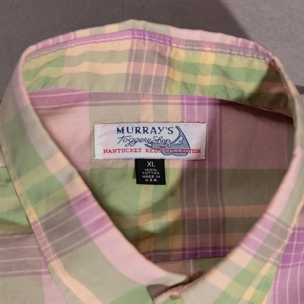 Murray's Toggery Shop Nantucket Reds Plaid Button L/S Shirt Men's XL USA Made - Picture 2 of 5